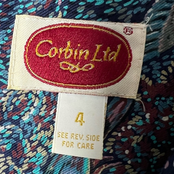 Vintage Corbin Ltd Bird Printed Artsy Abstract Blouse 4 (Small) - Picture 2 of 5